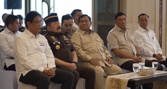 Prabowo Subianto di acara Penyerahan Uang Pengganti Kerugian Negara Rp 13,255 Triliun dalam perkara korupsi ekspor CPO (YouTube Sekretariat Presiden)